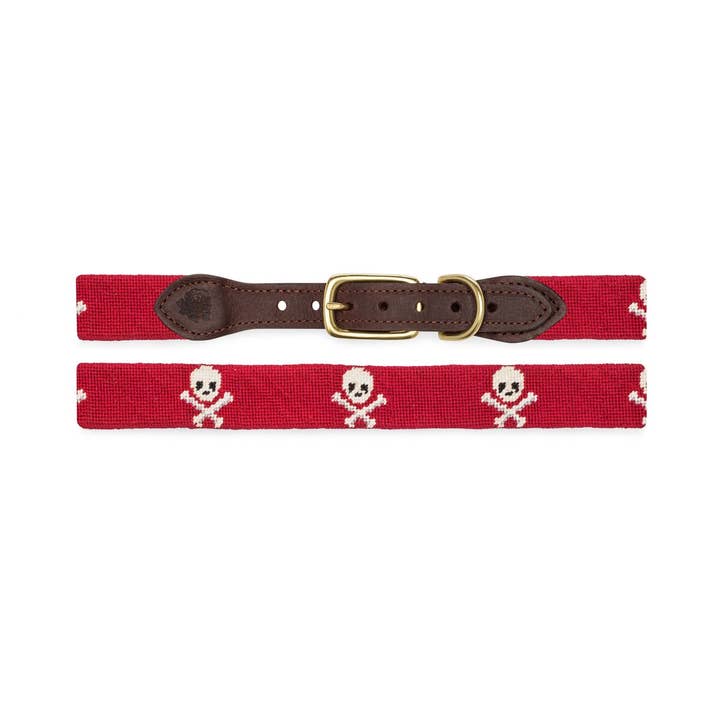 Good Threads - Wholesale Pet Collar - Dog - Skull And Crossbones Needlepoint Dog Collar