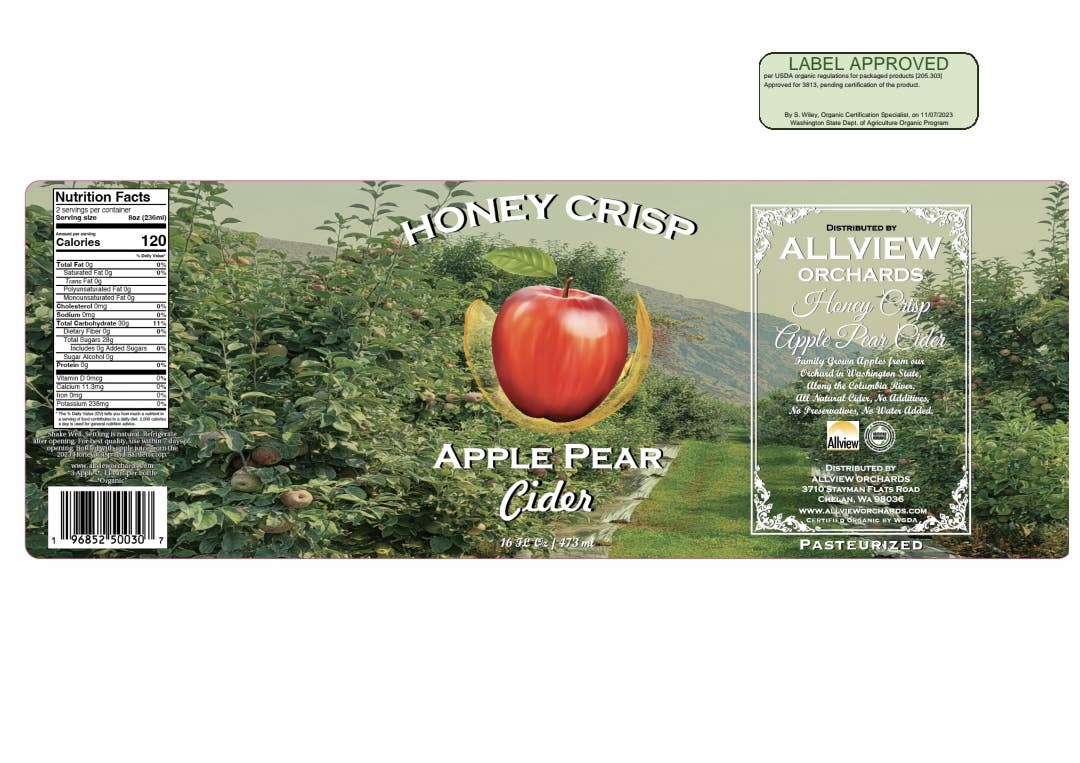 ALLVIEW ORCHARDS - Vendita all'ingrosso Succhi di frutta - IN VENDITA-Succo di Mela HoneyCrisp e Pera Bottiglia di vetro da 16 oz Biologico6