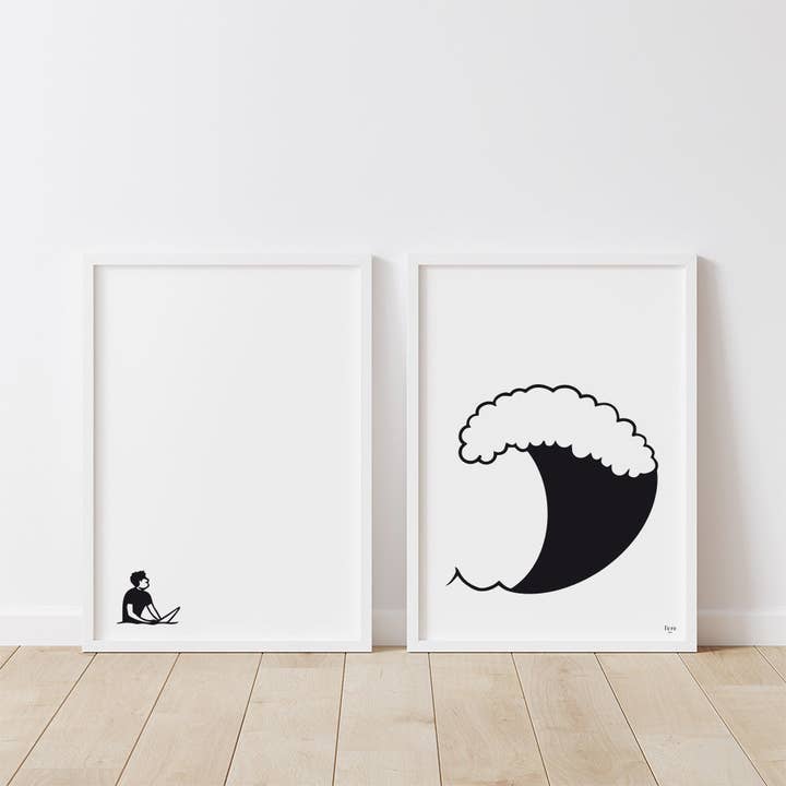 Duo of posters the sportspeople - Le surf Nazaré for wholesale by FERE