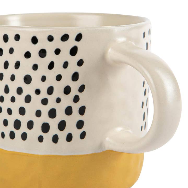 Rinkit Ltd - Wholesale Coffee Mug - Nicola Spring Ceramic Dipped Dots Coffee Mug 385ml Mustard5