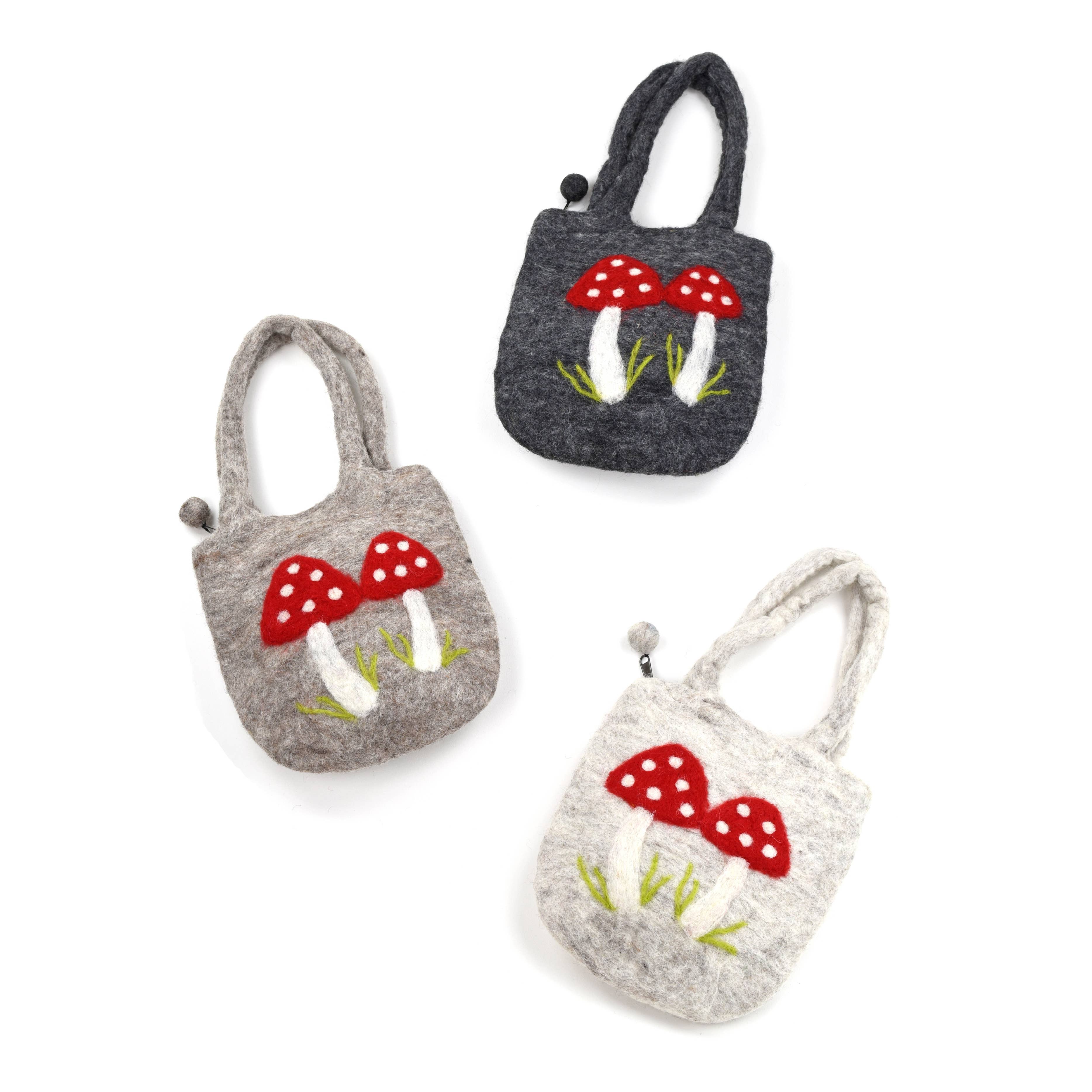 Nusantara Inc. - Wholesale Crossbody Bag - Unisex - Felt Amanita Mushroom Purse Asst. Colors-072120