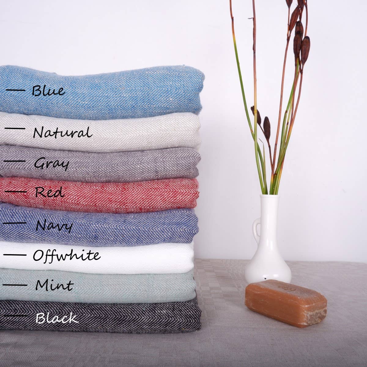 NorraVilla - Wholesale Bath Towel - Herringbone Linen Towel - Mint2