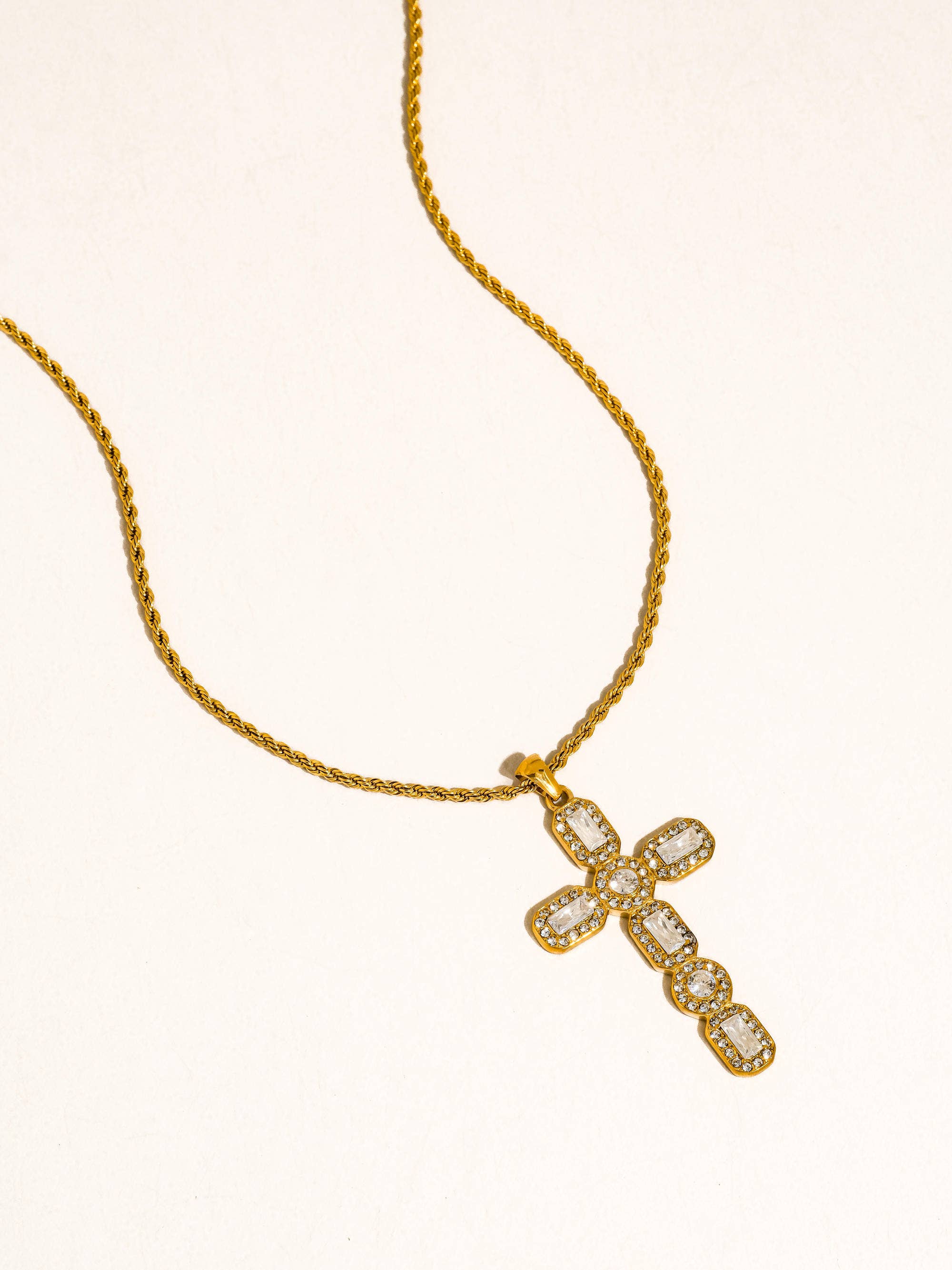Belrose 18K Gold Non-Tarnish CZ Cross Necklace for wholesale on Faire3