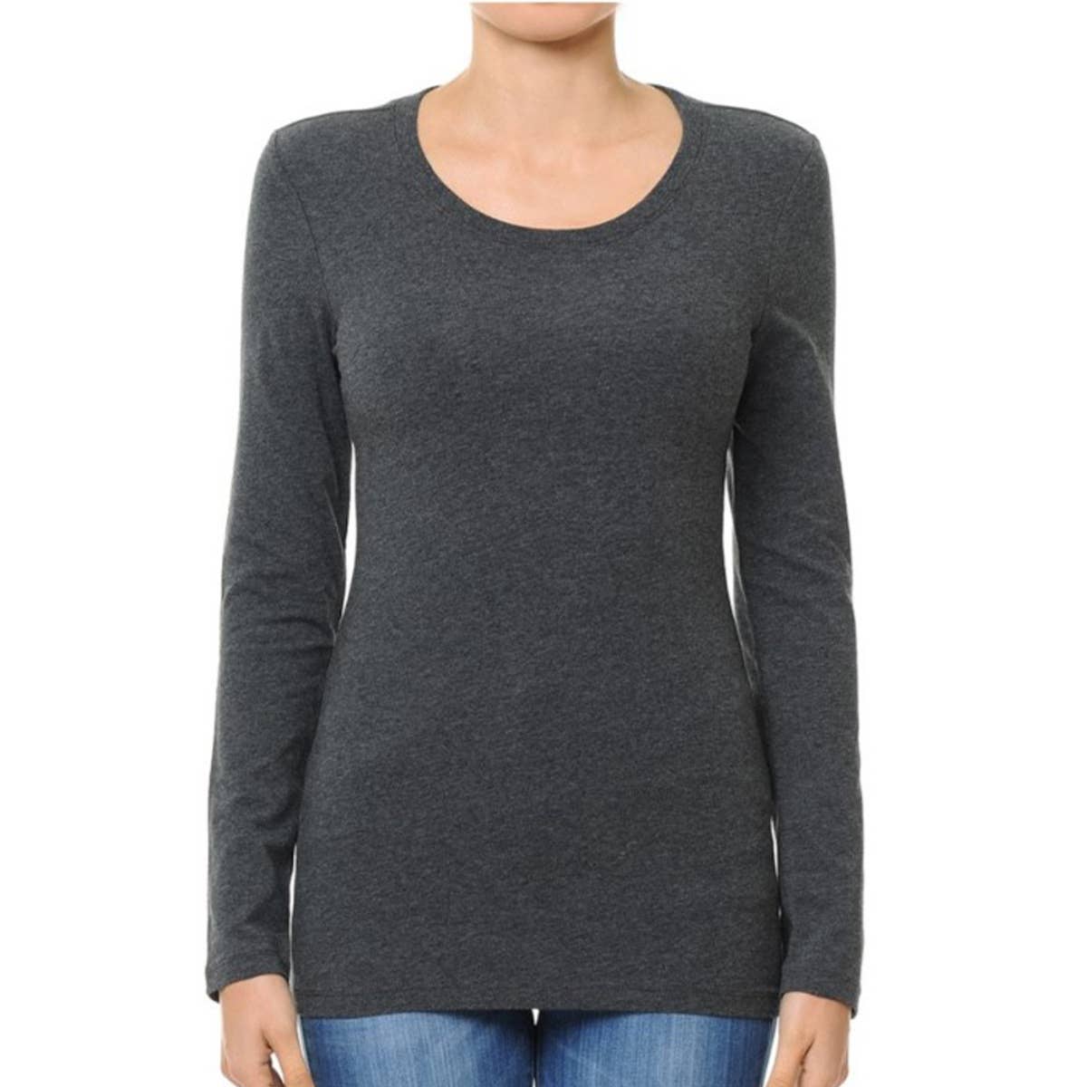 UP CLOTHING – wholesale T-shirt – women's – Round Neck Long Sleeve Basic Top7