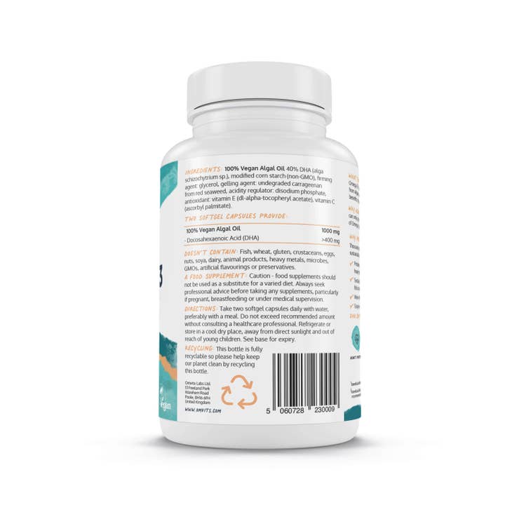 Omvits - Wholesale Oral Supplement/Vitamin - Vegan Omega 3 DHA - 60 Algae Oil Capsules