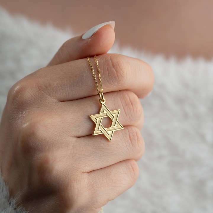 JoyPersonalized - Vente Colliers à pendentif - Collier étoile de David doré de créateur, étoile de David unique11