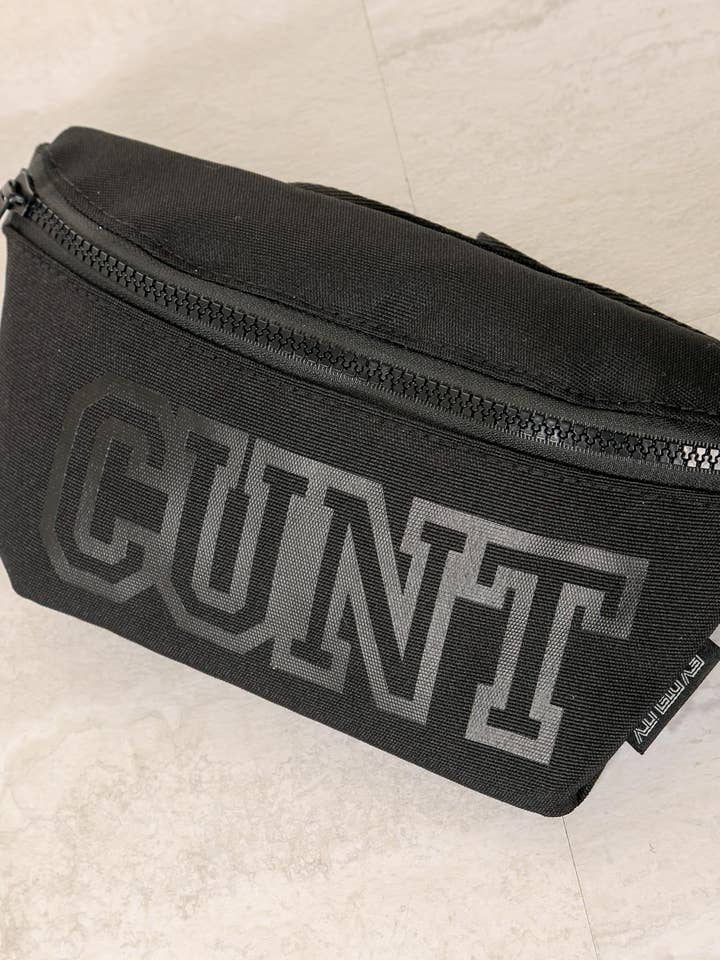 83025: Fanny Pack | Slim | WERDS Cunt Black & Black for wholesale by Fydelity