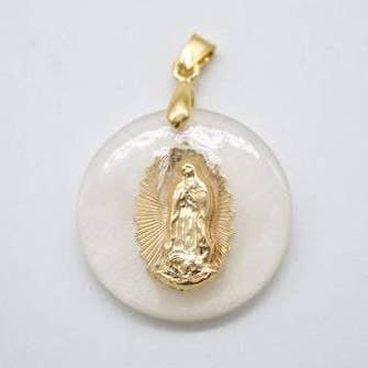 18K Gold Filled Saint Mary Madre Pearl (A100) for wholesale by MIA Jewelry