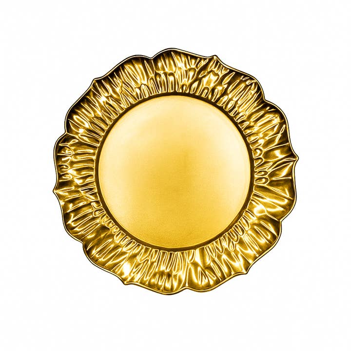AULICA - Wholesale Dinner Plate - Round Gold Petal Placemat 33X33X2cm