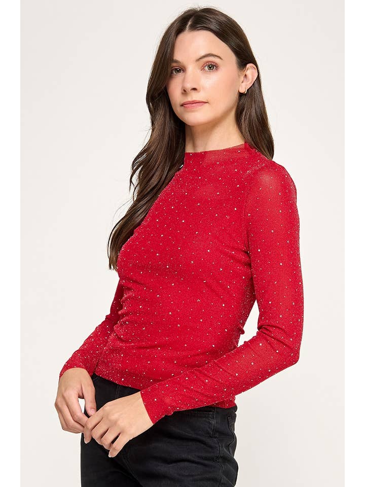 Vanilla Monkey - Wholesale Knit Top - Women's - Rhinestone Mesh Top2