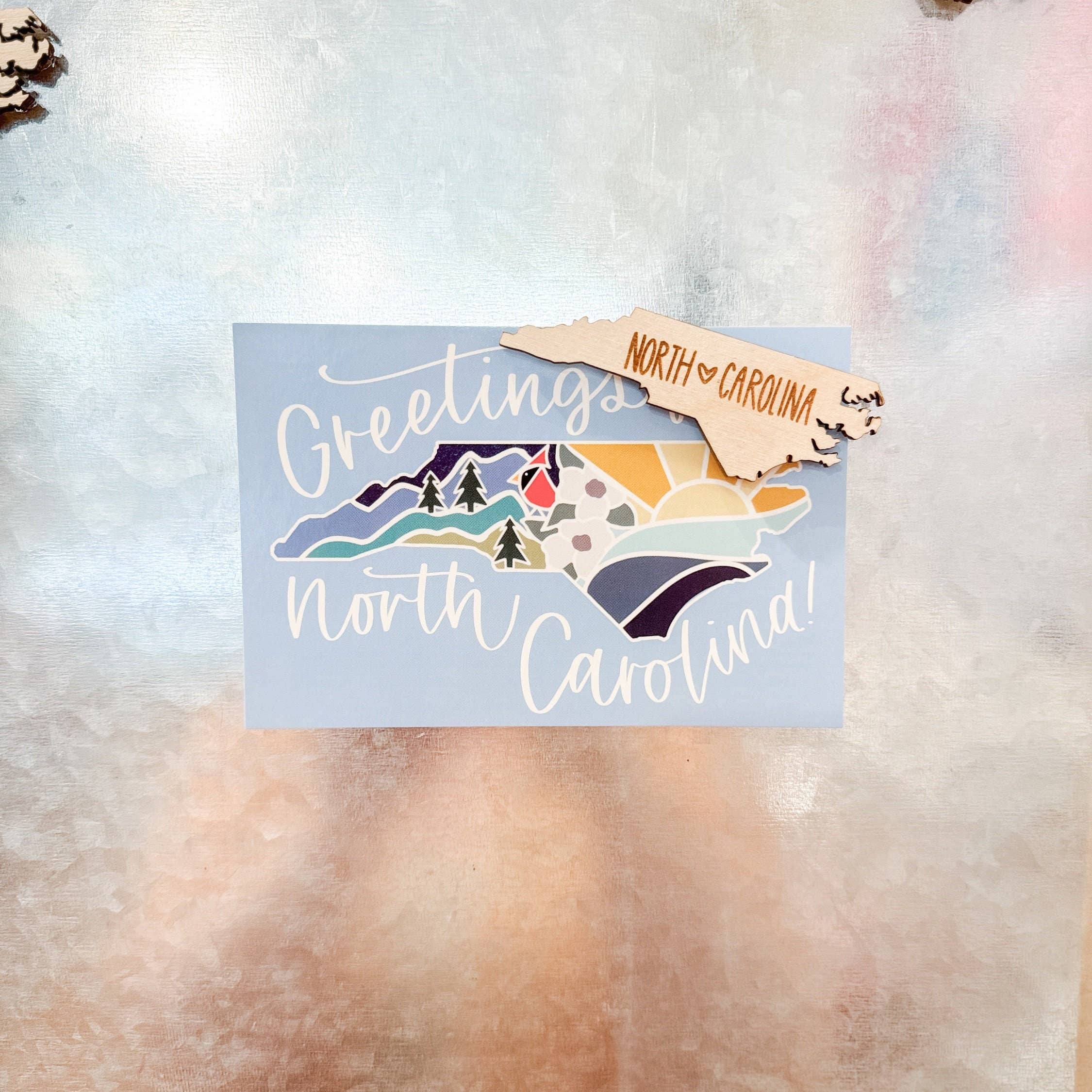 Positively North Carolina - Wholesale Magnet - North Carolina Wooden Engraved State Magnet Souvenir#17