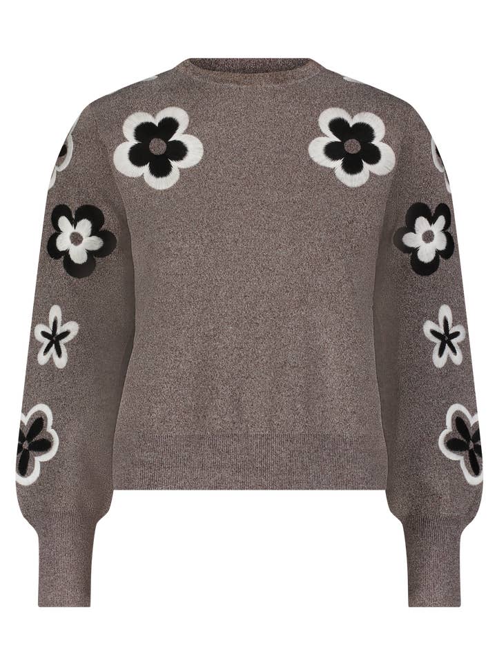 Blomstret strikket sweater for engroshandel hos Aleeza Paris