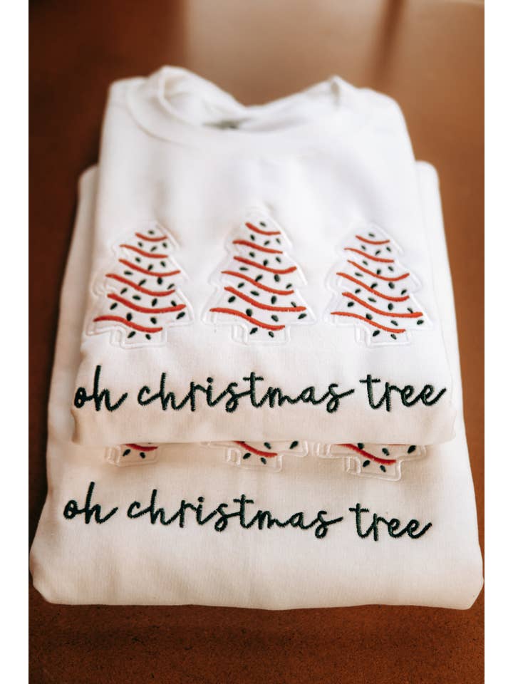 Spirit Led Collective - Wholesale Graphic sweatshirt – Women’s - Christmas Tree Cake | Embroidered Sweater White2