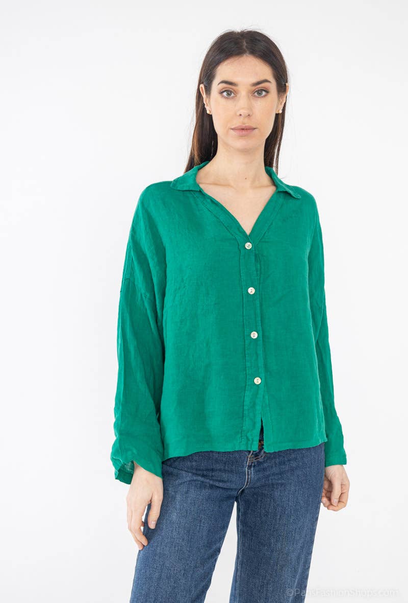 LINEN & COTTON HOUSE - Vente Chemise à col boutonné – femme - CHEMISE EN LIN. 48902 NINA19