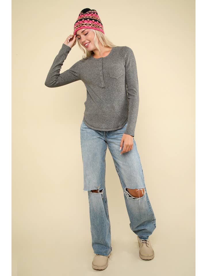 VERY J - Wholesale Knit Top - Women's - NT10047-Soft brushed solid knit casual top26