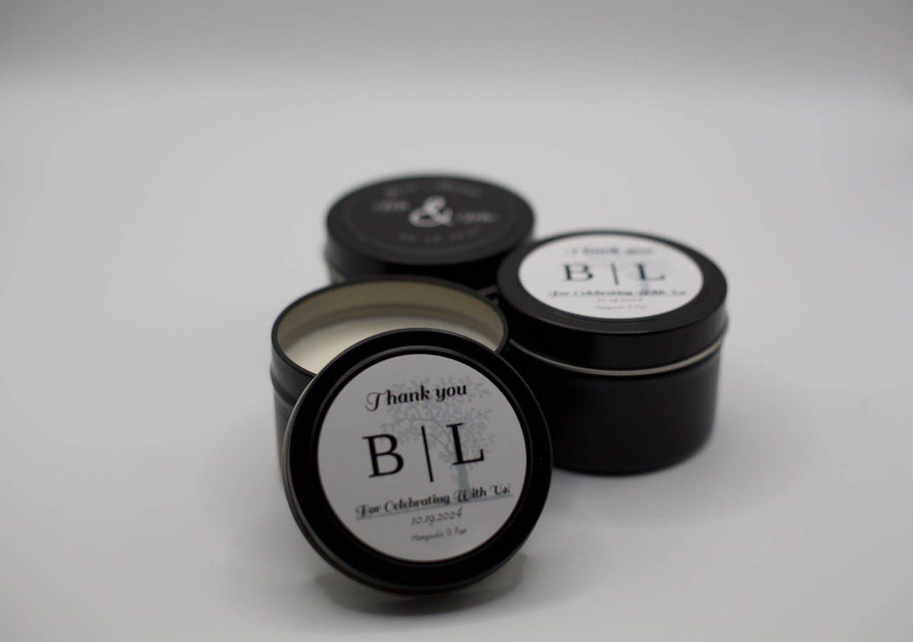 Candled With Care - Wholesale Travel candles - MATTE BLACK TIN COLOR - 4 oz. Bulk Wood Wick Candles 1