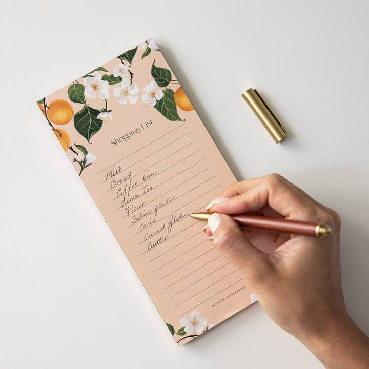 Bespoke Letterpress - Wholesale Notepad - Peaches Shopping List DL Notepad1