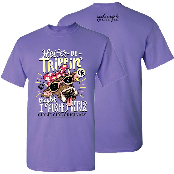 2595 Heifer be Trippin' SS-Violet for wholesale by Girlie Girl Originals