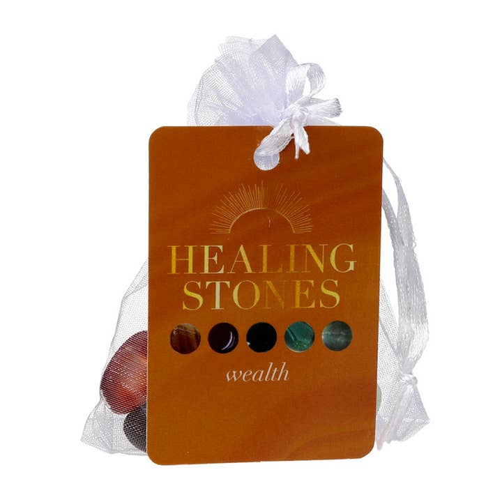 Puckator Ltd - Wholesale Spiritual Stone/Crystal - Set of 5 Luck & Wealth Stones