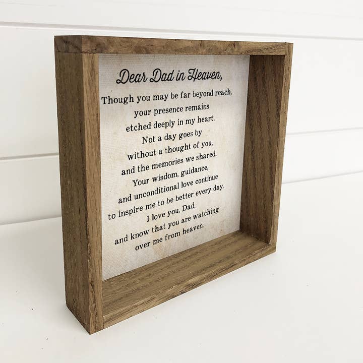 Hangout Home - Wholesale Sign - Dear Dad in Heaven - Father's Day Wood Sign - Gift Message1