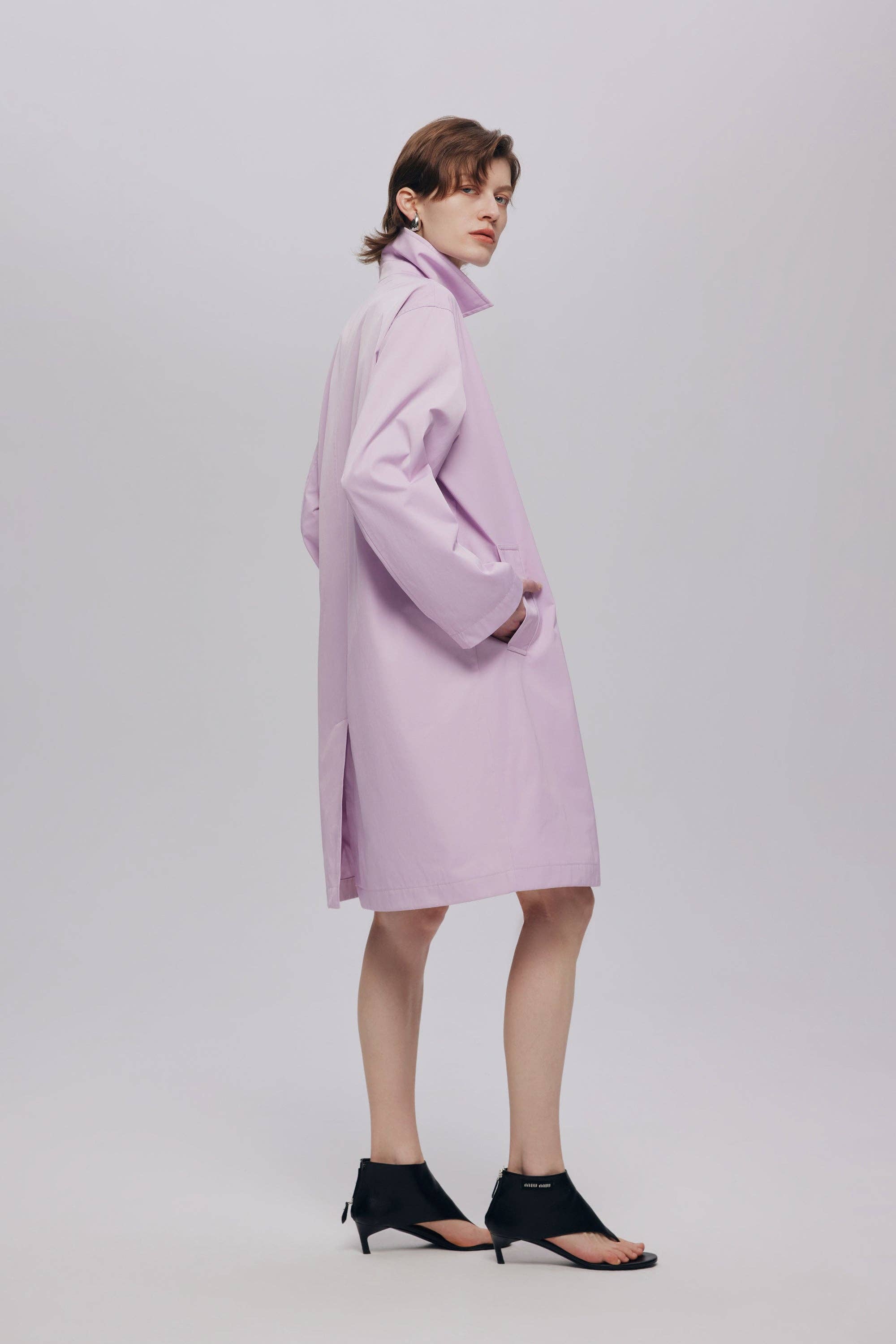 Urlazh - Wholesale Trench Coat - Women's - Pink and Purple Shirred Trench Coat4