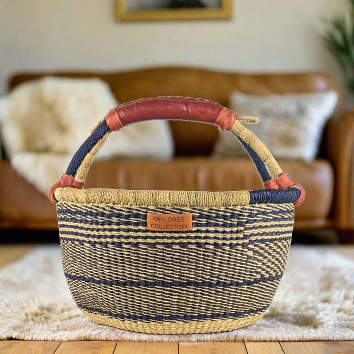 Oesi Bolga Basket Large - Natural Leather Handle for wholesale by The Taylored Collection