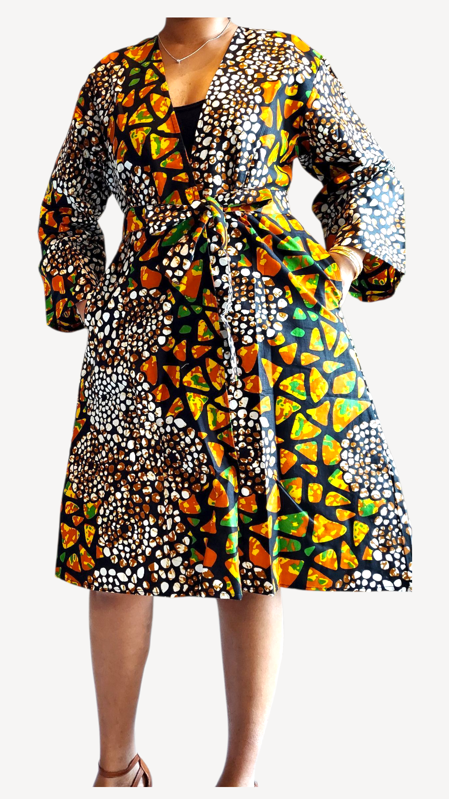 India Batik – Engroshandel Kjole - Dame – Kimono Midikjole / Ankara Print FJO172