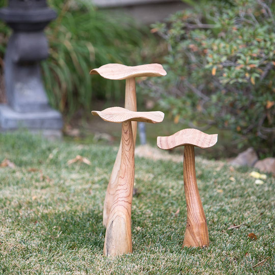 Garden Age Supply - Wholesale Garden/Lawn Stake - Chinaberry Wood Mushroom Stakes 16/20/24" - Set of 31