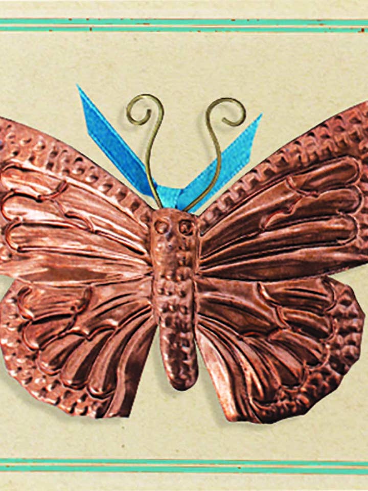 Copper Butterfly Keepsake Ornament on Greeting Card for wholesale by Alessaro Designs