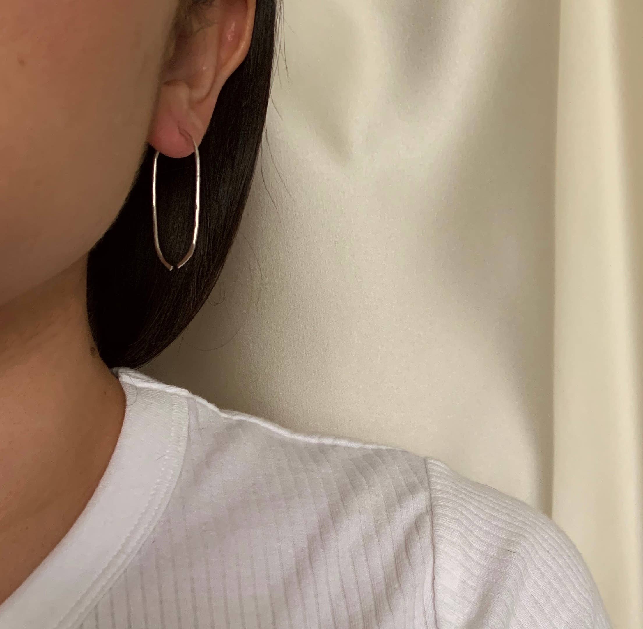 Points Jewelry - Wholesale Hoop Earrings - Matriarch Collection - Mini Elongated Hammered Hoops2