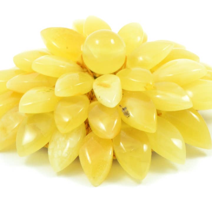 Broche de flor de âmbar leitoso facetado por atacado de The Natural Amber