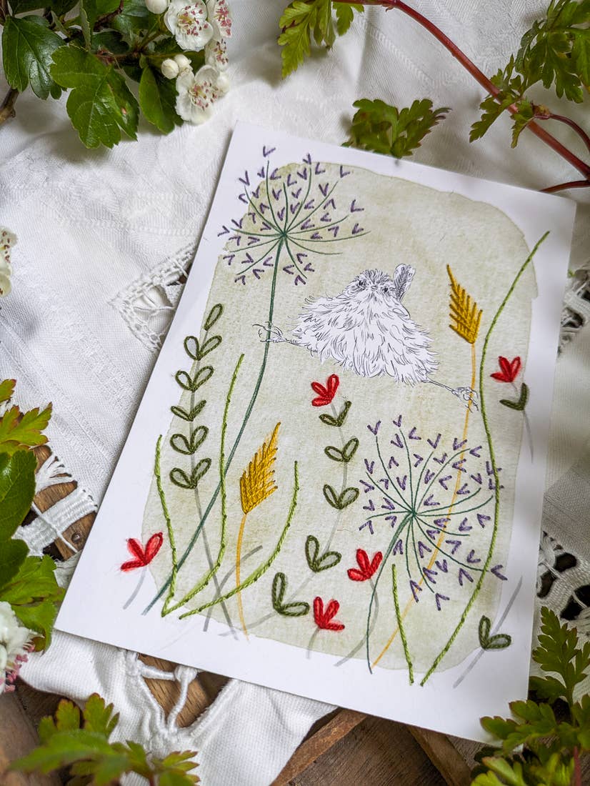 Rue de Pleine Lune - Wholesale Embroidery/Cross Stitch Supplies - "Wild Herbs" Embroidery Card - paper embroidery kit3