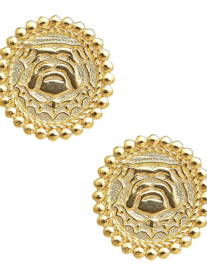 Bulldog Coin Stud - Gold Earring - WS for wholesale by Lisi Lerch