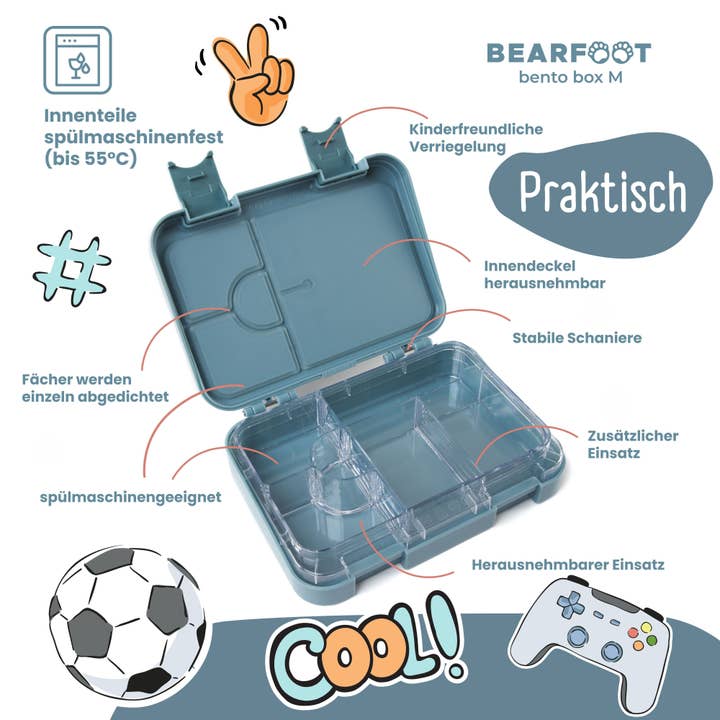 BEARFOOT – wholesale Lunch bag/box – Kids – Children's lunch box with compartments, lunch box, bento box - blue