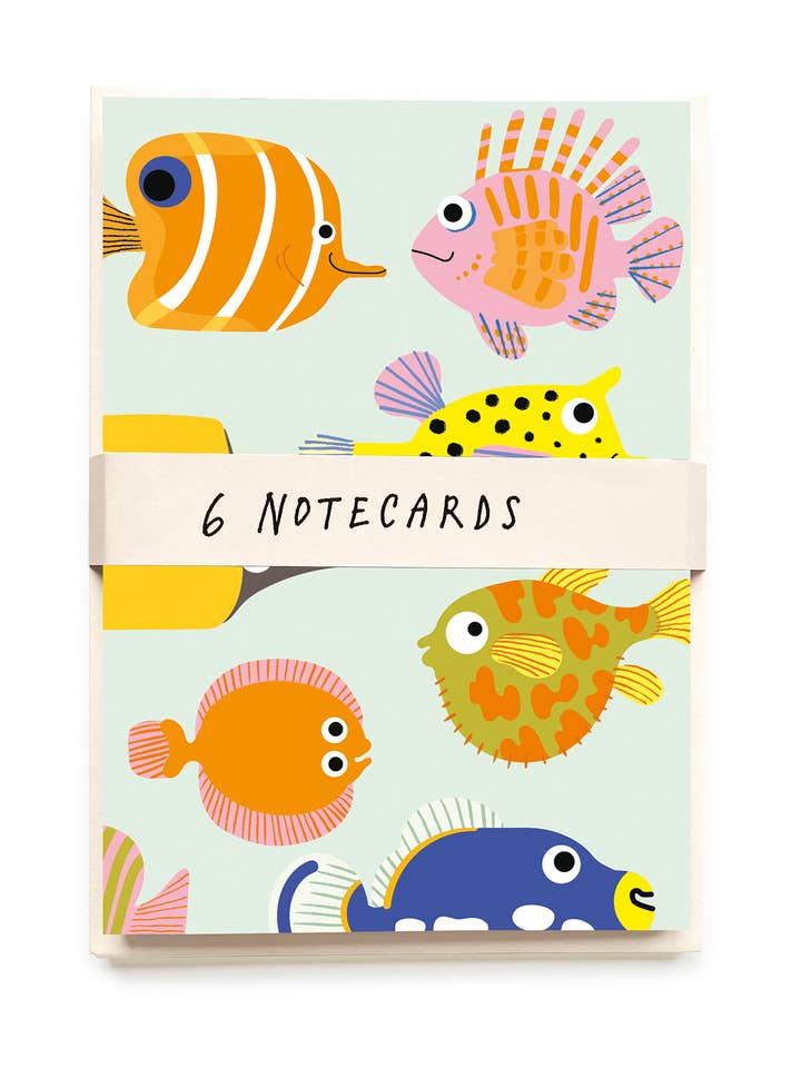 Fish notecards , notecard pack, 6 cards and 6 envelopes for wholesale by Noi Publishing