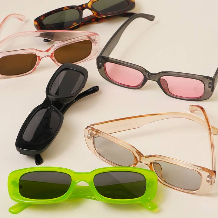 12 ASSORTEREDE FARVER Rektangel Acetat Fashion Diverse Solbriller for engroshandel på Faire