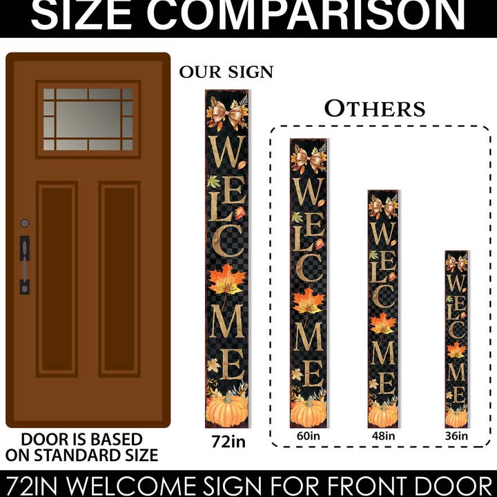 TX USA Corporation - Wholesale Outdoor Sign - 72in Rustic Fall Welcome Porch Sign – Vintage Wooden Front Door Decor2