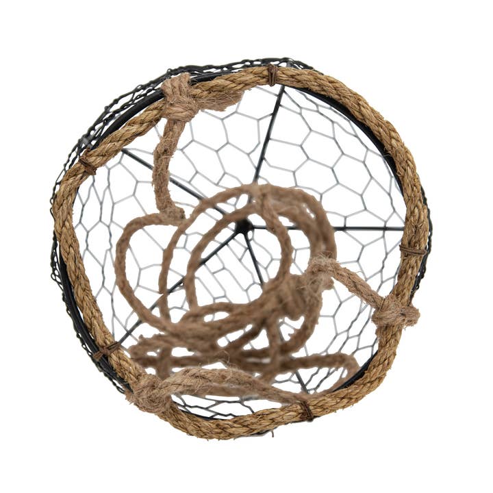 Foreside Home & Garden - Wholesale Hanging Planter - SALE - Barric Hanging Dried Floral Basket Black Metal
