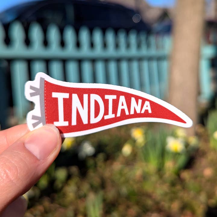 Bolts and Stars - Wholesale Sticker - Indiana Pennant Sticker for Hoosiers