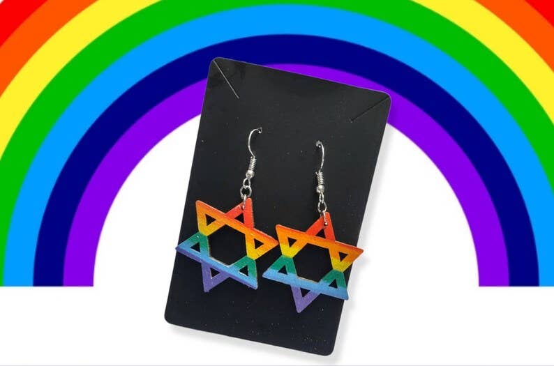 Eclectic Judaica - Wholesale Dangle Earrings - Wooden Rainbow Earrings 2
