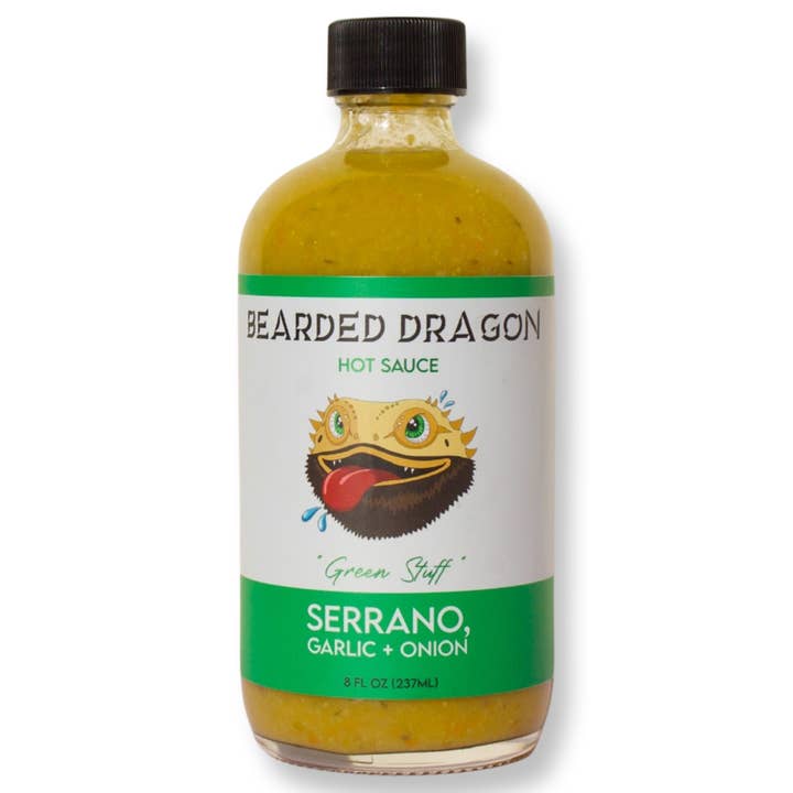 Green Stuff | 8oz | Serrano + Onion + Garlic for wholesale by BEARDED DRAGON HOT SAUCE