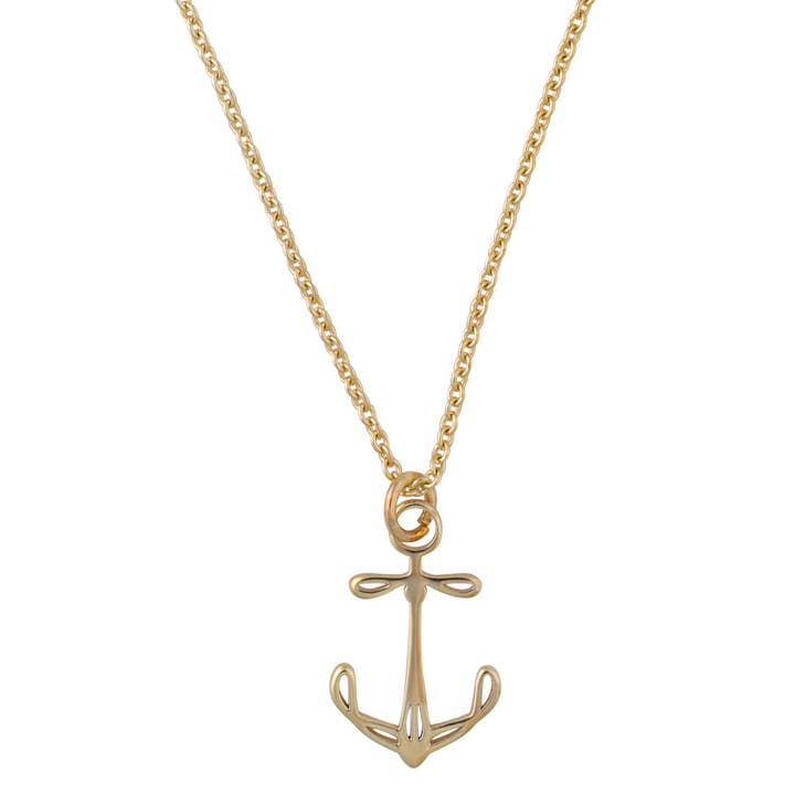 plymouth mini anchor pendant necklace gold for wholesale by The Beach and Back