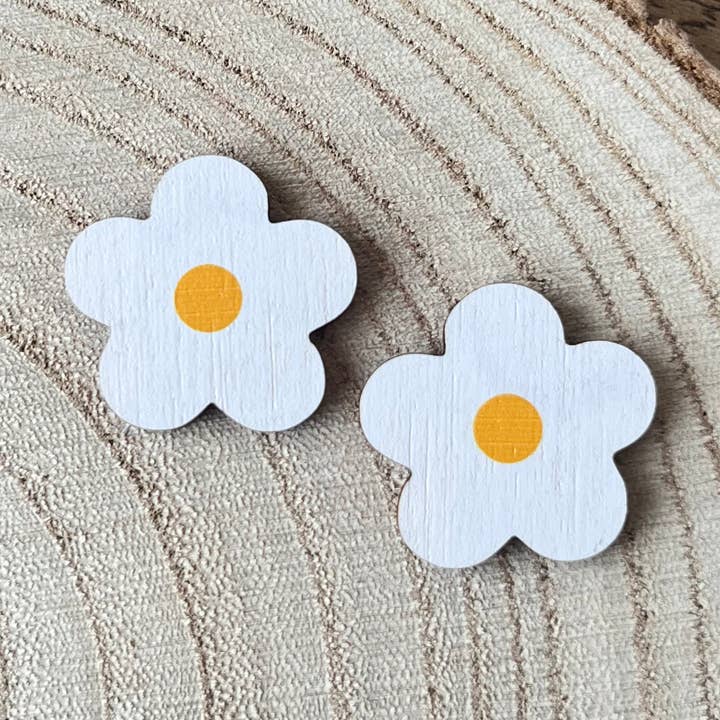 Spring Daisies Large Digitally Printed Wooden Studs for wholesale by Soul and Style
