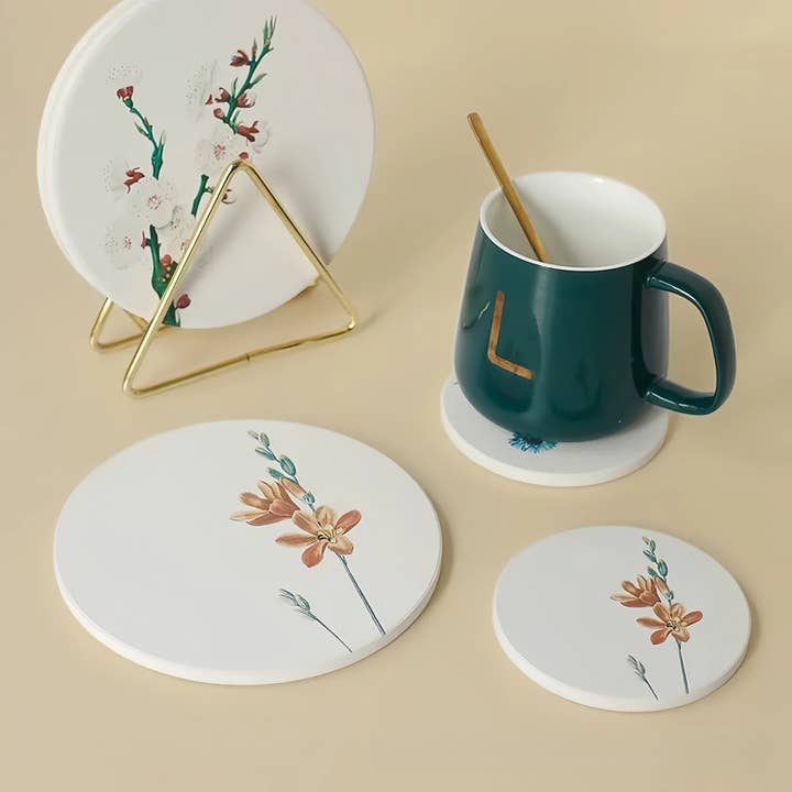 Otterware - Wholesale Coasters - Absorbent Diatomite Coasters - Vintage Botanical Designs13
