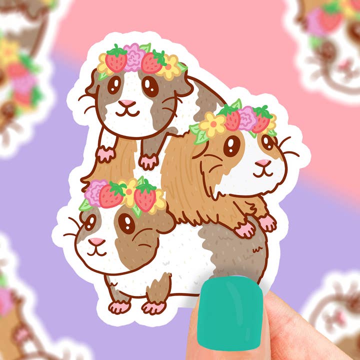 Autocollant en vinyle pour animaux de compagnie Motif cochons d'Inde pour la vente par Turtle's Soup