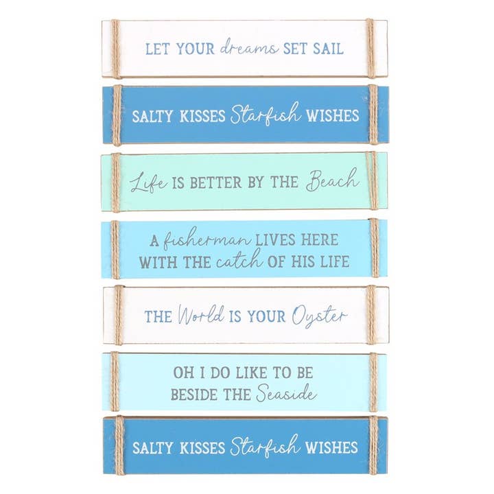 Pack of 6 Nautical Block Signs for wholesale by Something Different Wholesale