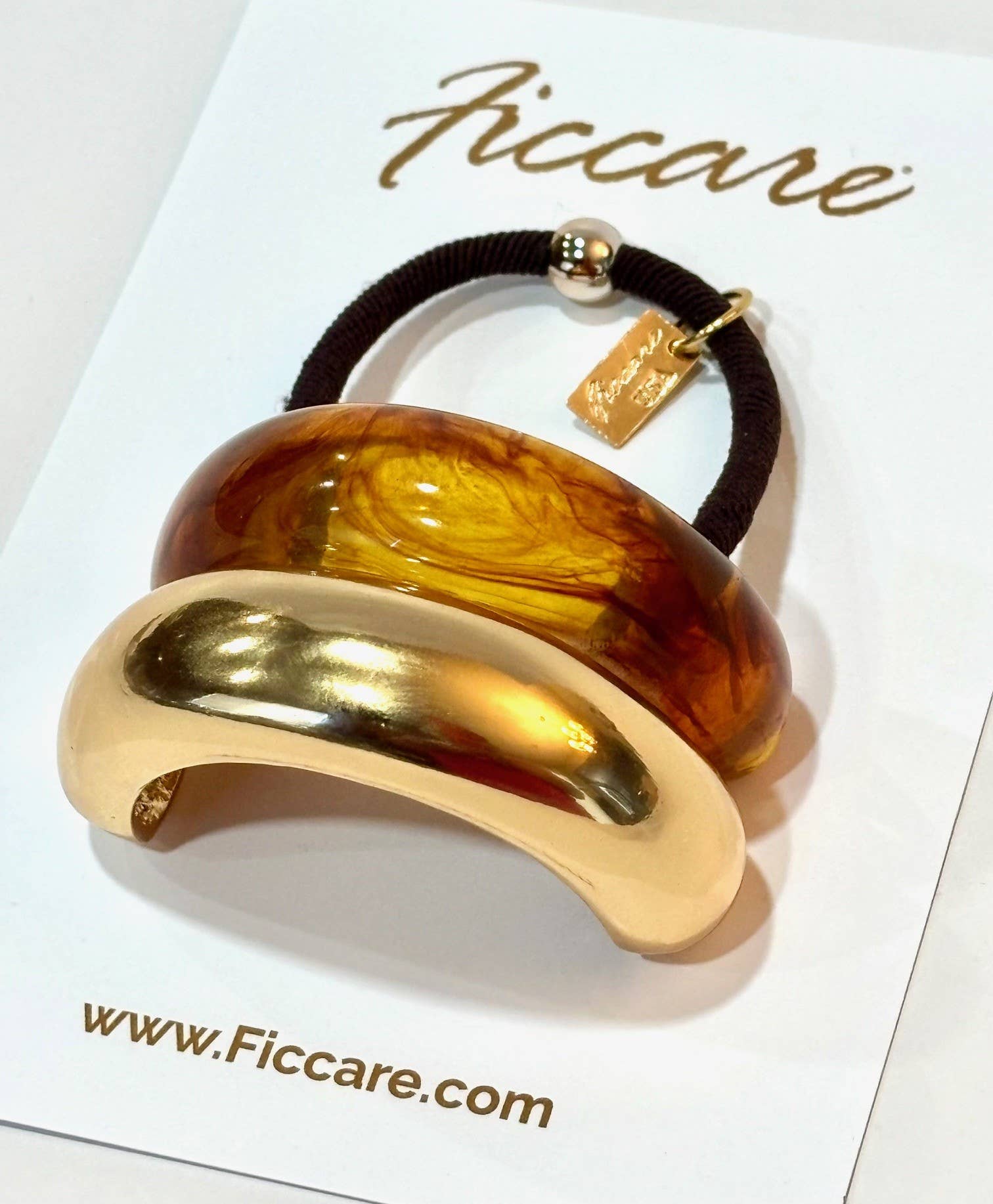 Ficcare - Wholesale Hair Tie - Melody Resin + Gold Metal Bar Hair Tie4