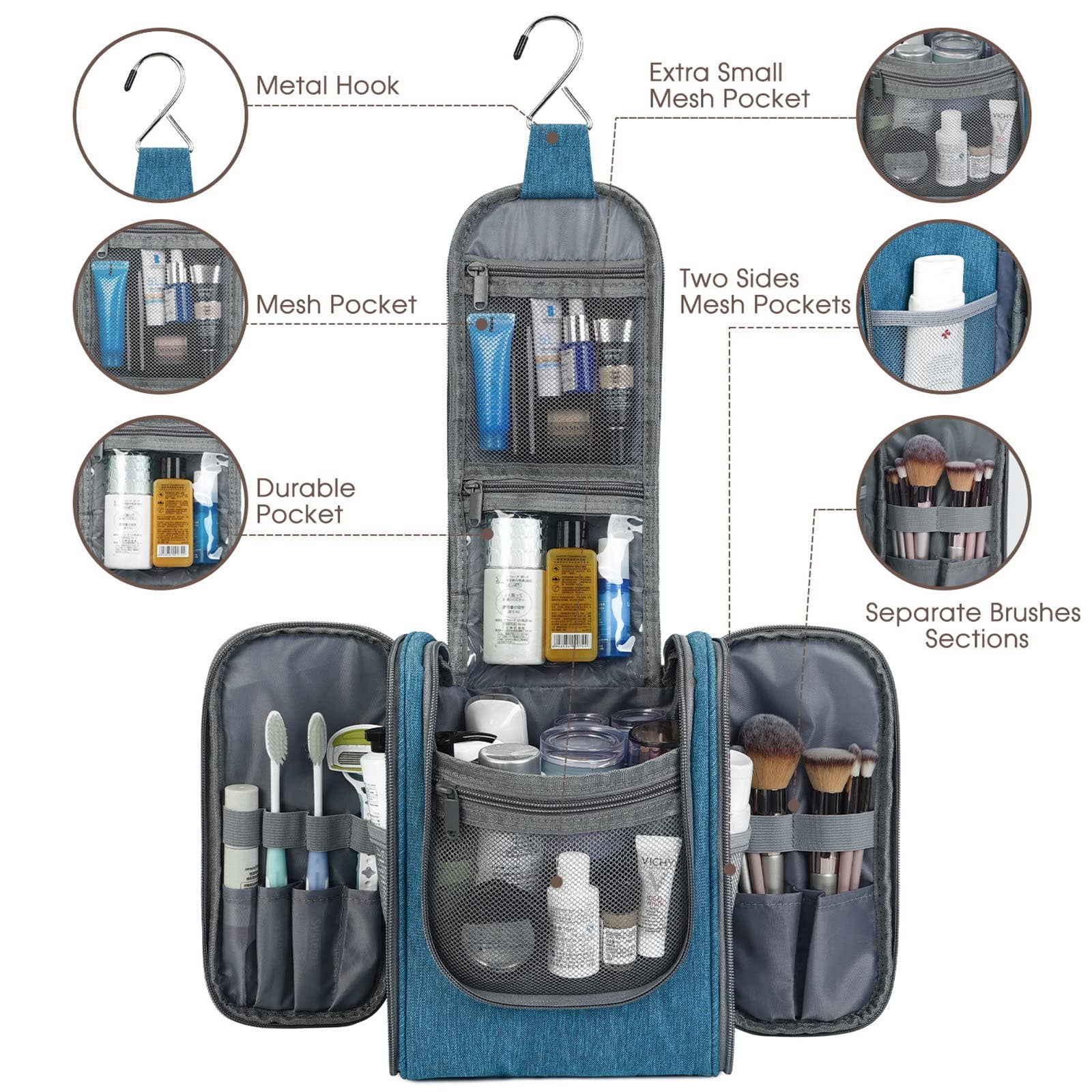 NARWEY INC - Wholesale Toiletry Bag - Women's - Large Hanging Toiletry Bag With Hook Cosmetics Organizer43