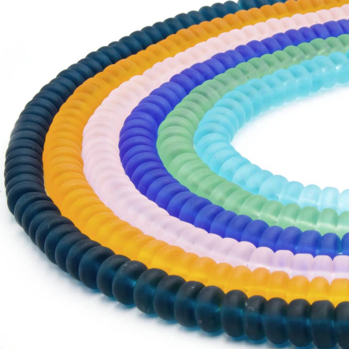 Only Beads - Wholesale Beads - Glass Beads | Recycled Glass Rondelle Shaped Beads | Sea Glass Disc Beads1