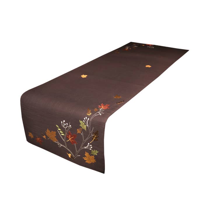 16" x 36" Autumn Branches Embroidered Fall Table Runner for wholesale by Xia Home Fashions & Manor Luxe